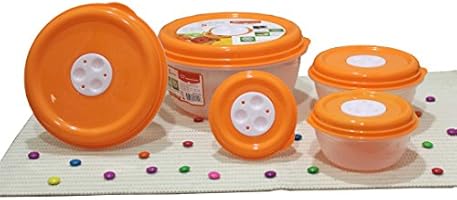 Princeware Fresh Ven Bowl Package Container Set, 5-Pieces, Orange
