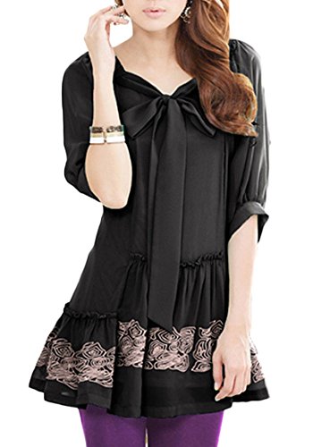 (ゴールドジャパン)Goldjapan チュニックトップスブラウスシフォンフレアー7分袖 メール便可