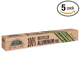 If You Care 100% Recycled Aluminum Foil Roll, 50 Square Feet (Pack of 5)