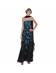 Strapless Polyester Beaded Slit Evening Dress/Prom Dress 