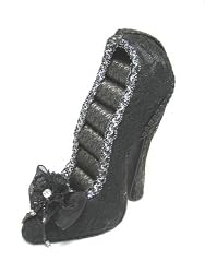 Victorian Black Lace Shoe Ring Holder - Black
