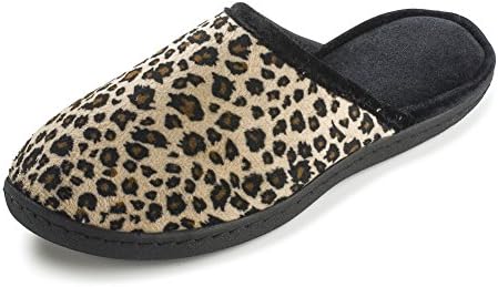 BEVERLY ROCK Womens New Leapord Fur And Velour, Backless Scuff Clog House Slipper (Medium / 7 - 8)