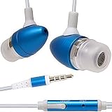 New Blue 3.5mm Aluminum Bullet Design Sound Isolation Earphones Hands-free Headset with Built-in Microphone for Apple Iphone 3g 3gs