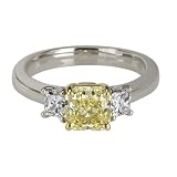 Platinum and 18k Yellow Gold Fancy Yellow Radiant Cut Diamond Ring (GIA Certified 1.42 ct center, 1.95 cttw), Size 6