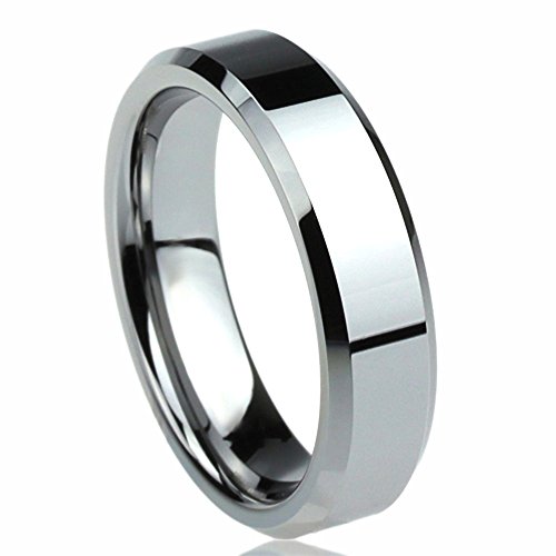 6MM Titanium Comfort Fit Wedding Band Ring Beveled Edges Flat Classy Ring (6 to 14)