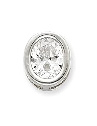 Sterling Silver Oval CZ Chain Slide