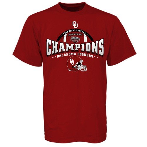 Buy Oklahoma Sooners Crimson 2008 Big 12 Conference Football Champions Locker Room T-shirt by Football Fanatics