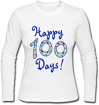 Onleya Women's 100th Day Of School Logo Long Sleeve T-shirt M White
