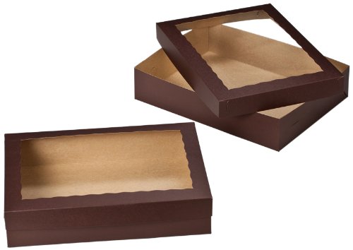 Dress My Cupcake Window Cupcake Box with Lid and Holder for 24 Standard Cupcakes, Chocolate Brown, Set of 100