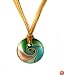 Necklace - N114 - Murano Glass Style - Round Shape ~ Green, Teal, Copper and Silver hung on 5 Strand Organza and Cotton Cord + 2