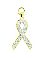 14K Yellow Gold Diamond Ribbon Charm