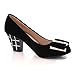 Brand New Fashion Bow Womens Pump Thick Mid Heels Shoes