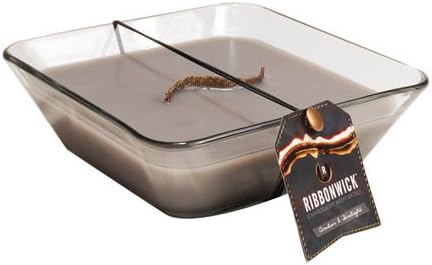 AMBER FIRELIGHT Decor Glass Medium RibbonWick Scented Candle