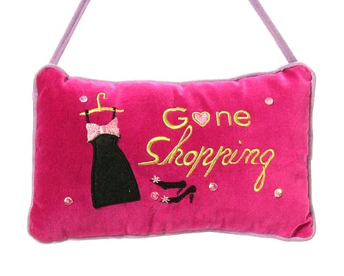 "Gone Shopping" Velvet Pillow Christmas Ornament 10" #C3193