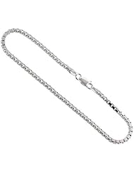 Sterling Silver Italian BOX Chain Necklaces & Bracelets Mirror Diamond Cut Finish 2.2 mm medium heavy Nickel Free, sizes 7 - 30 inch