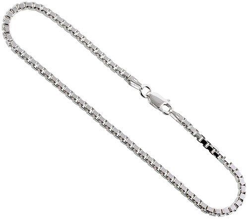 Sterling Silver 2.1 mm Heavy Italian Box Chain Necklace, NICKEL FREE (Available in Different Lengths)