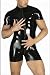 Shiny Black men and gays Short Pvc Wet Look Catsuit Playsuit Male Stripper Bondage fetish party Fanc