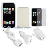 Cuffu Super Value Holiday Package Deal - Touch 2 (2nd Generation) White Skin Cover + Premium Screen Protector + New Innovative Home/Car Charger Adaptor + Retractable Cable Line in One LOWEST Shipping Rate of $2.98