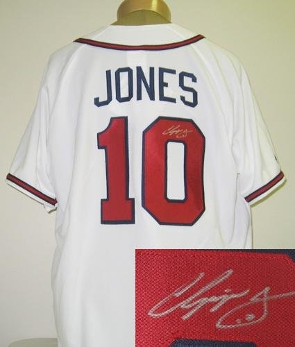 Chipper Jones Atlanta Braves MLB Hand Signed Authentic Style White Jersey