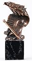 Copper Bald Eagle Head Bust Flowing From American Flag Display Statue