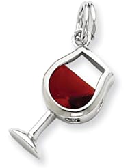 Sterling Silver Red CZ Wine Glass Charm