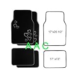 A Set Of 4 Universal Fit Plush Carpet Floor Mats For Cars / Truck - Hearts Silver