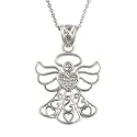 Sterling Silver Filigree & Angel CZ Heart Pendant