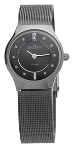Skagen Slimline Mesh Titanium Crystal Ladies Watch 233XSTTM