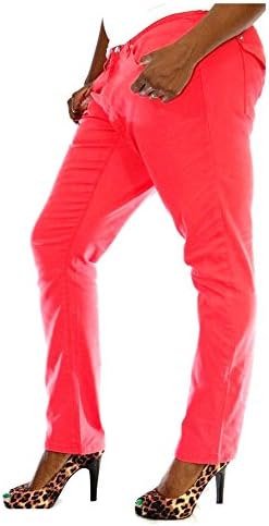 NEW 1826 Twill Pants High Waist Womens Plus Size Skinny Leg Size 14-16-18-20-22 98% Cotton 2% Spandex (20, CORAL)