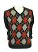 Mens Pure Cashmere Argyle V Neck Sweater, Navy, S