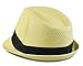 Hatter Mens Big Size Summer Straw Fedora Trilby Hat XL(60), XXL(62) Beige/Black