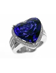 18K White Gold Heart-Cut Tanzanite and Diamond Ring -- LIFETIME WARRANTY