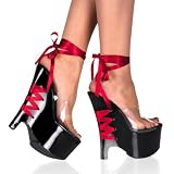 Exotic High Heels - BEAU-692, 6 1/2" Sexy Corset-Style Platform Wedge Sandal with Ankle Laces by Pleaser