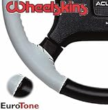 Universal Size A Wheelskins EuroTone Two Color Genuine Leather Steering Wheel Covers TopColor - Blue SideColor - Sand