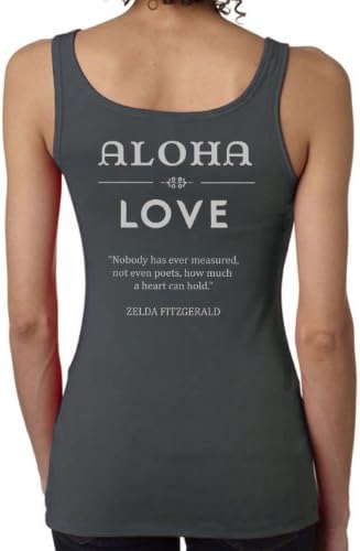 Women's Love/Aloha Tank Top, Gray Large