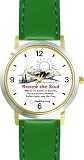 Habit 7 - Renew the Soul (English Text) - DELUXE TWO-TONE WATCH from THE 7 HABITS - WATCH COLLECTION BY WATCHBUDDY&reg; - Arabic Numbers - Green Leather Strap-Size-Large ( Men's Size or Jumbo Women's Size )