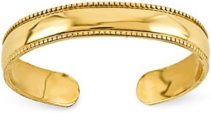 14K Yellow Gold Mill Grain Adjustable Toe Ring