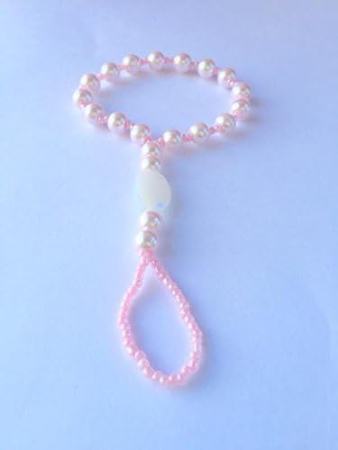 1 size Pink beaded bracelet, slave bracelet, ring connected bracelet, hand jewelry, stretch bracelet, womens bracelet, hippie bracelet, boho bracelet, gypsy bracelet, bracelet ring connected