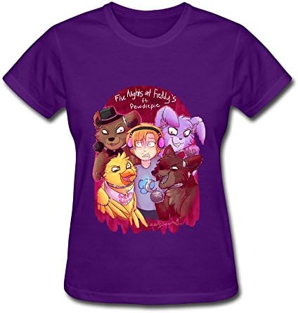 SHUNAN Women's Five Nights Freddy S Ft Pewdiepie T-shirt Size XXL Purple