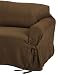 Heavy-duty Jacquard Fabric Solid Chocolate Brown Loveseat Cover Slipcover