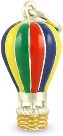 Enamel Hot Air Balloon 925 Sterling Silver Traditional Charm