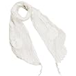Cotton Lace Stitching Embroider Decorative Flowers Long Scarf Shawl - Ivory White