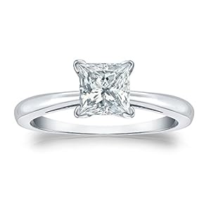 Jewel Oak 1 ct. tw. IGI Certified Princess-cut Diamond Solitaire Ring in Platinum (H-I, I1-I2), Size 6