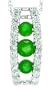 0.29ct Genuine Emerald Three Stone Pendant with Diamonds in 14Kt White Gold w/chain