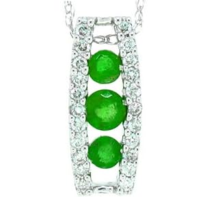 Buy 0.29ct Emerald and Diamond Pendant in 14Kt White Gold w chain
