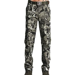 Aubig Cotton Blends Mens Military Army Style Camo Combat Cargo Pants Trousers Casual Work Wear Jeans Utility Asian Size L