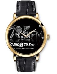 SPRAWL Aanalog Fashion Series Gold Ladies Watches of Genuine Black Leather Strap,Unique Wrist Watch for Women Girls Designed with radio