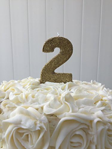 Gold Glitter number 2 candle