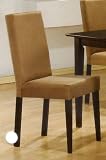 Pair of Parson Chairs in Microfiber & Cappuccino Legs