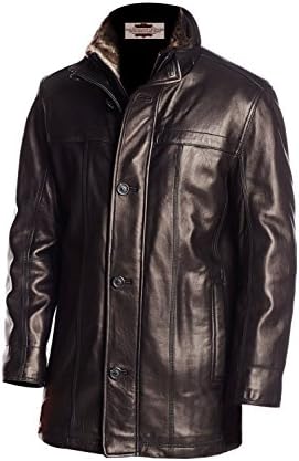 Paramount Leather Stylish Furry Short Leather Coat for Men, Medium, Black